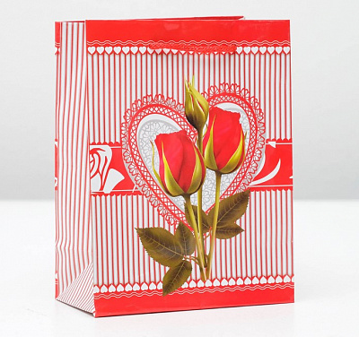 Пакет ламинированный "Тюльпаны", 12х15х5 см